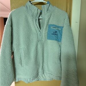 Ivory Ella Kids Sherpa Jacket - Cream and Light Blue